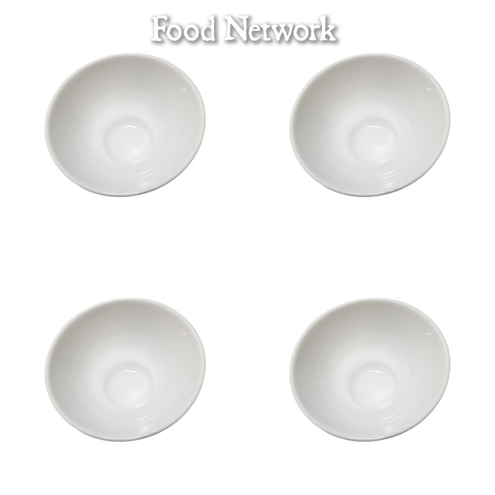 Food Network ~ White Dinnerware Minimalist Porcelain Bowls. 4 Pieces